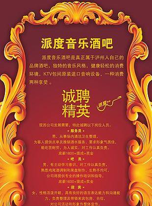 酒吧招聘海报素材
