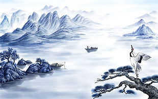 中國風水墨山水背景墻