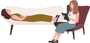 女士為躺著的女士提供心理輔導(dǎo)