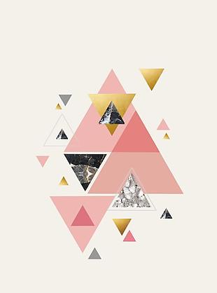 北歐抽象幾何三角形圖形金箔客廳裝飾畫