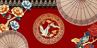 中國風國粹仙鶴國潮背景墻沙發電視裝飾畫