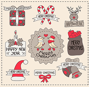 圣诞节边框花纹图标标签素材