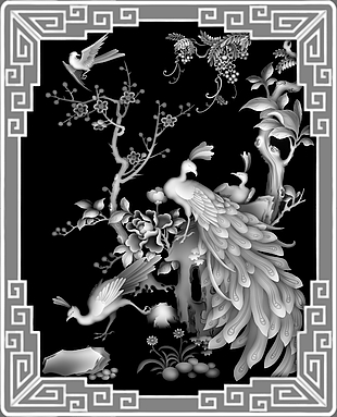 高清花鸟灰度图