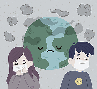 創意環境污染的地球和人物矢量圖