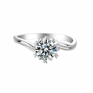 扭臂雪花钻戒正面