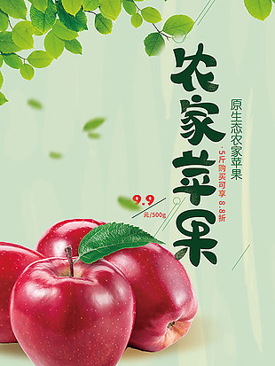 清新农家苹果海报