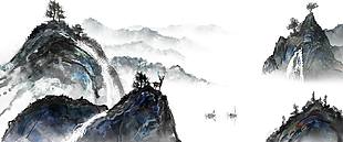 中国风意境水墨山水画古风山水装饰画