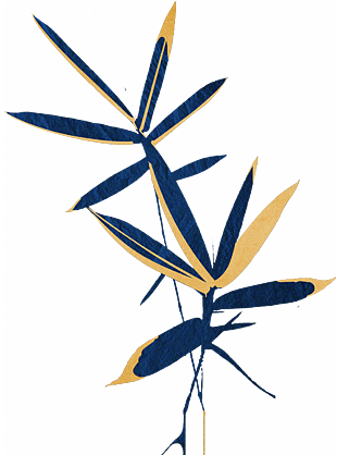 中式金色描边蓝色竹叶(1009x1597)