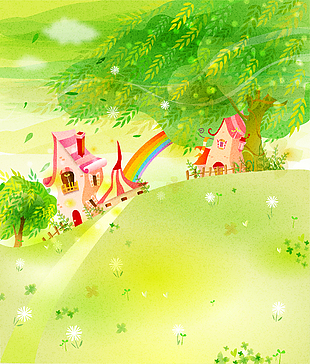 森林童话故事儿童彩绘本矢量9