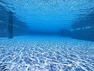 泳池 泳池水下 瓷砖 蓝色水