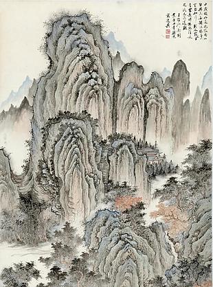 层峦幽寺图｜杨青辞国画选