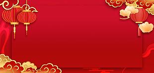 新年燈籠祥云紅色促銷年貨節背景