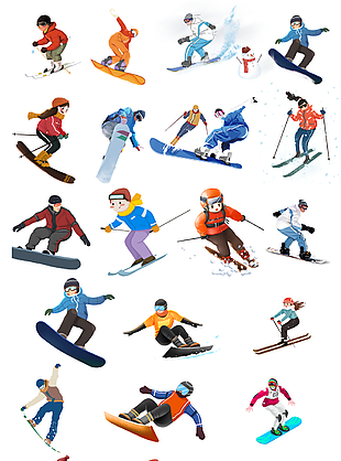 滑雪人物設計元素