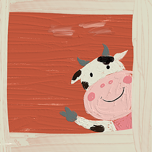 可愛手繪紅色奶牛設計