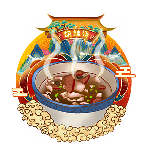 胡辣湯創意美食插畫