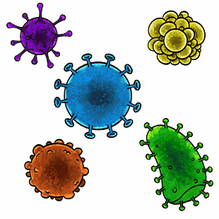 手绘病毒卡通图案