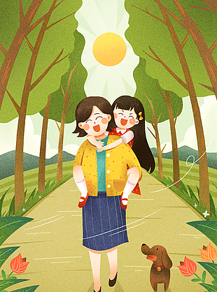 母亲节节日背景插画设计