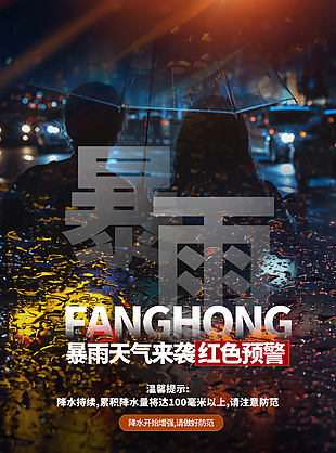 暴雨預警提示海報設計