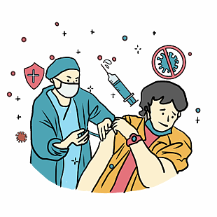 接種疫苗卡通圖案