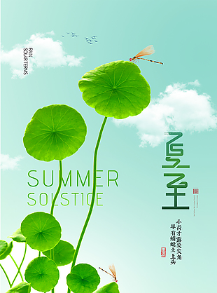 清新唯美夏至海報圖片
