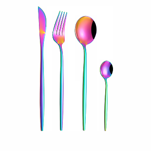 不锈钢彩色餐具PNG图