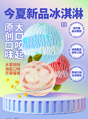新品冰淇淋促销宣传海报