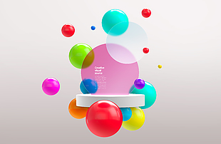 科技感彩色流體球背景圖片