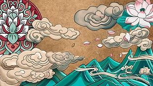 中國風敦煌巖彩神話背景