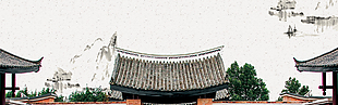中式庭院裝飾工筆畫背景