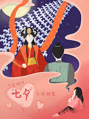 七月初七情人节海报设计