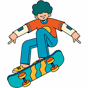 卡通滑板少年