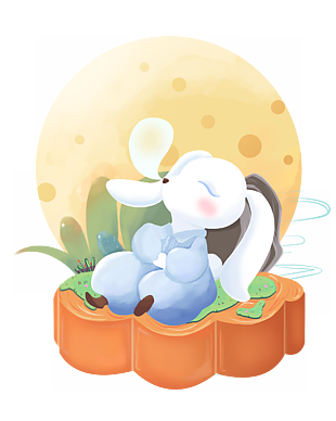 中秋節月兔插畫設計