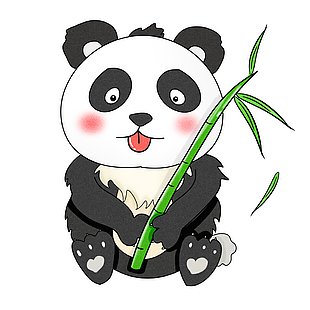 手绘熊猫吃竹子卡通图片