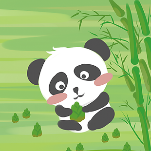 綠色卡通熊貓竹子元素