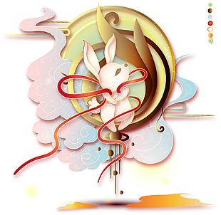 中國元素生肖兔卡通插畫下載