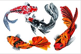 鯉魚水墨圖案設計