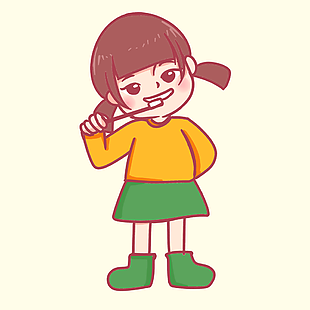 小女孩刷牙卡通图片下载
