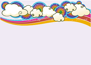 矢量卡通云朵波浪彩虹背景圖