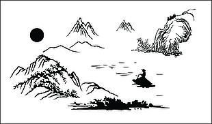 矢量圖山水畫