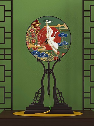 中國風傳統團扇樣機展示