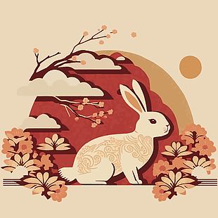 兔年春節主題系列插畫模板設計