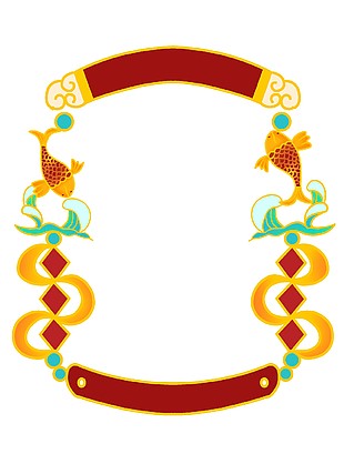 國潮中式錦鯉邊框免扣素材