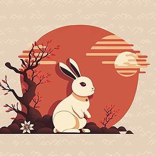 兔年新年創意插畫設計元素下載