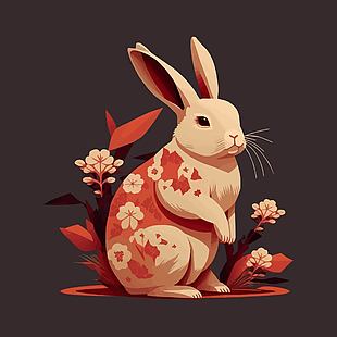 兔年吉祥物可愛兔子繪畫作品設計