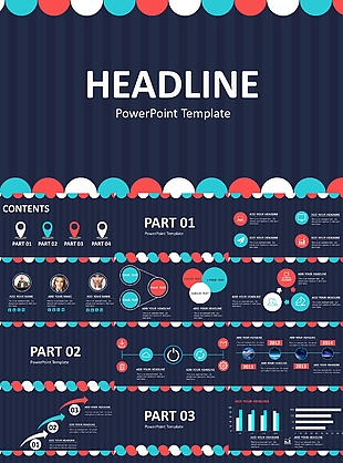 深色素雅工作匯報通用PPT素材下載