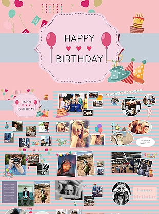 唯美清新生日快樂電子相冊PPT模板