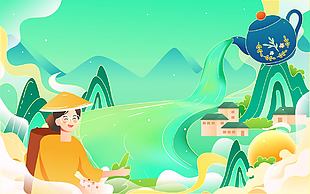 中國(guó)風(fēng)春天主題素材插畫矢量圖下載