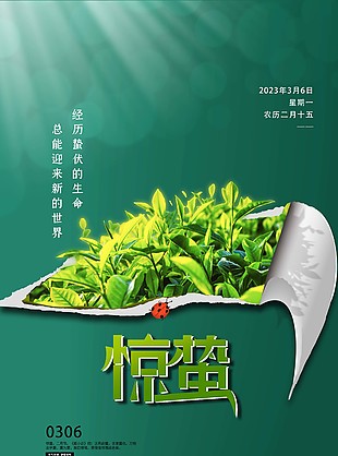 簡約驚蟄節氣手機海報圖片下載