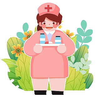 五一勞動節扁平風護士卡通人物素材