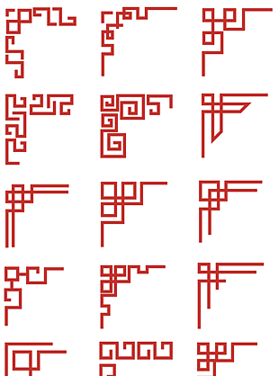 中式復古紅色邊框設計素材